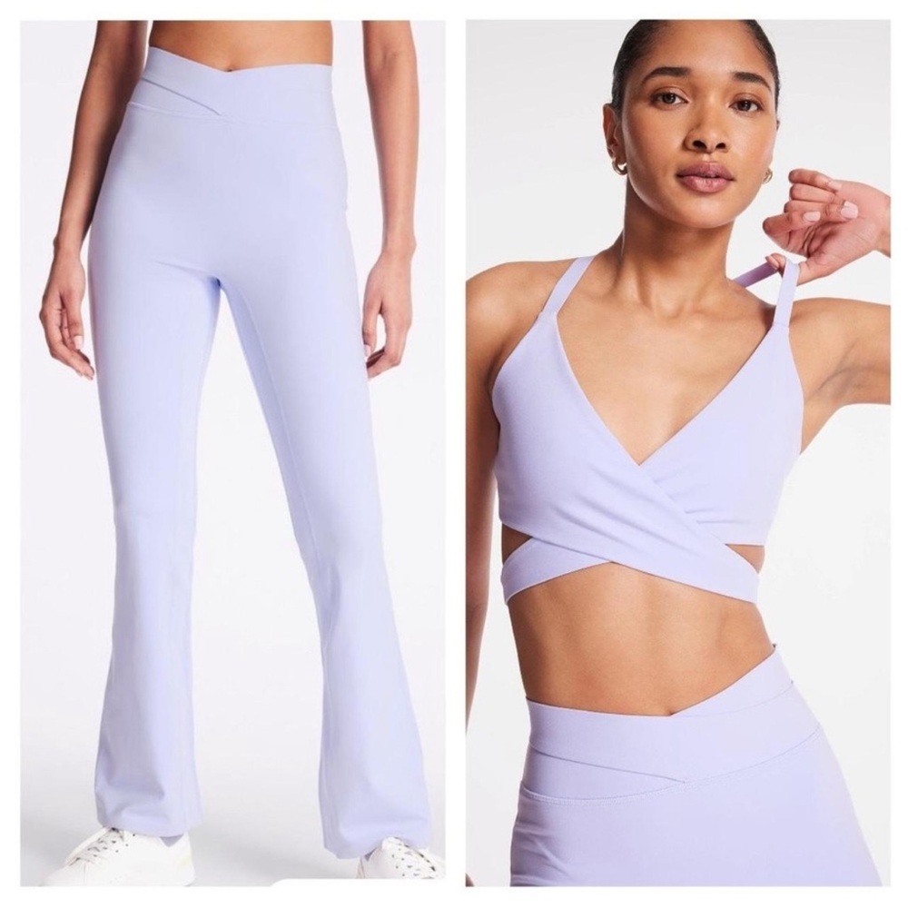 Lavender Women's Cross-Back Sports Bra and Leggings Set - LE ORE BY BANDIER